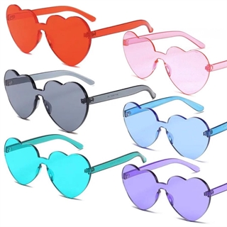 Rammeløs hjerteformet solbriller - Rød, sort, lyserød, blå, blågrøn, lilla